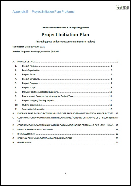 Screenshot of Project Initiation Plan cover page